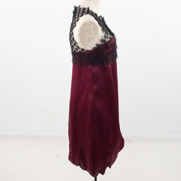 Lela Rose Dress 6 Silk Daisy Mesh Bubble Mini Red Holiday - Picture 7 of 13